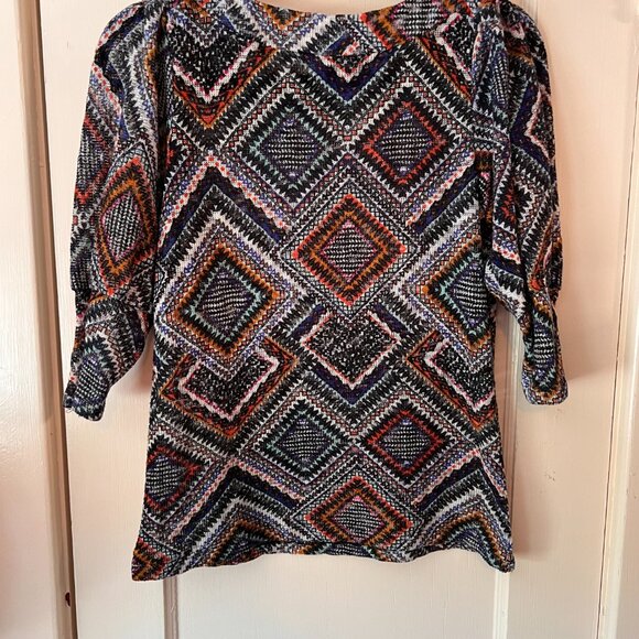 Ladies New Directions Long Sleeved Top Geometric Size PS Colorful Pre-owned - Picture 3 of 5